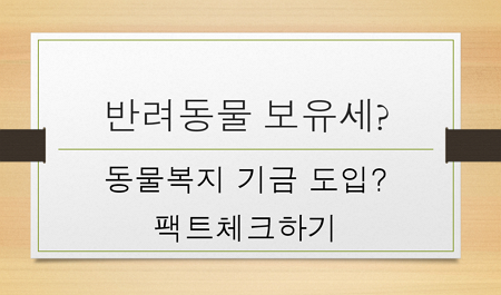 반려동물 보유세? 동물복지 기금 도입? 팩트체크