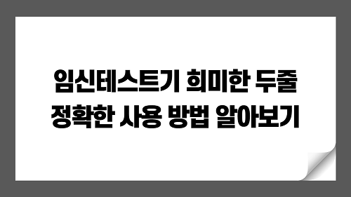 임신테스트기 희미한 두줄 | 임신테스트기 언제 사용하는게 정확할까?