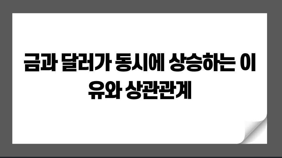 금과 달러가 동시에 상승하는 이유와 상관관계