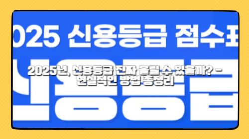 2025년, 신용등급 진짜 올릴 수 있을까? – 현실적인 방법 총정리