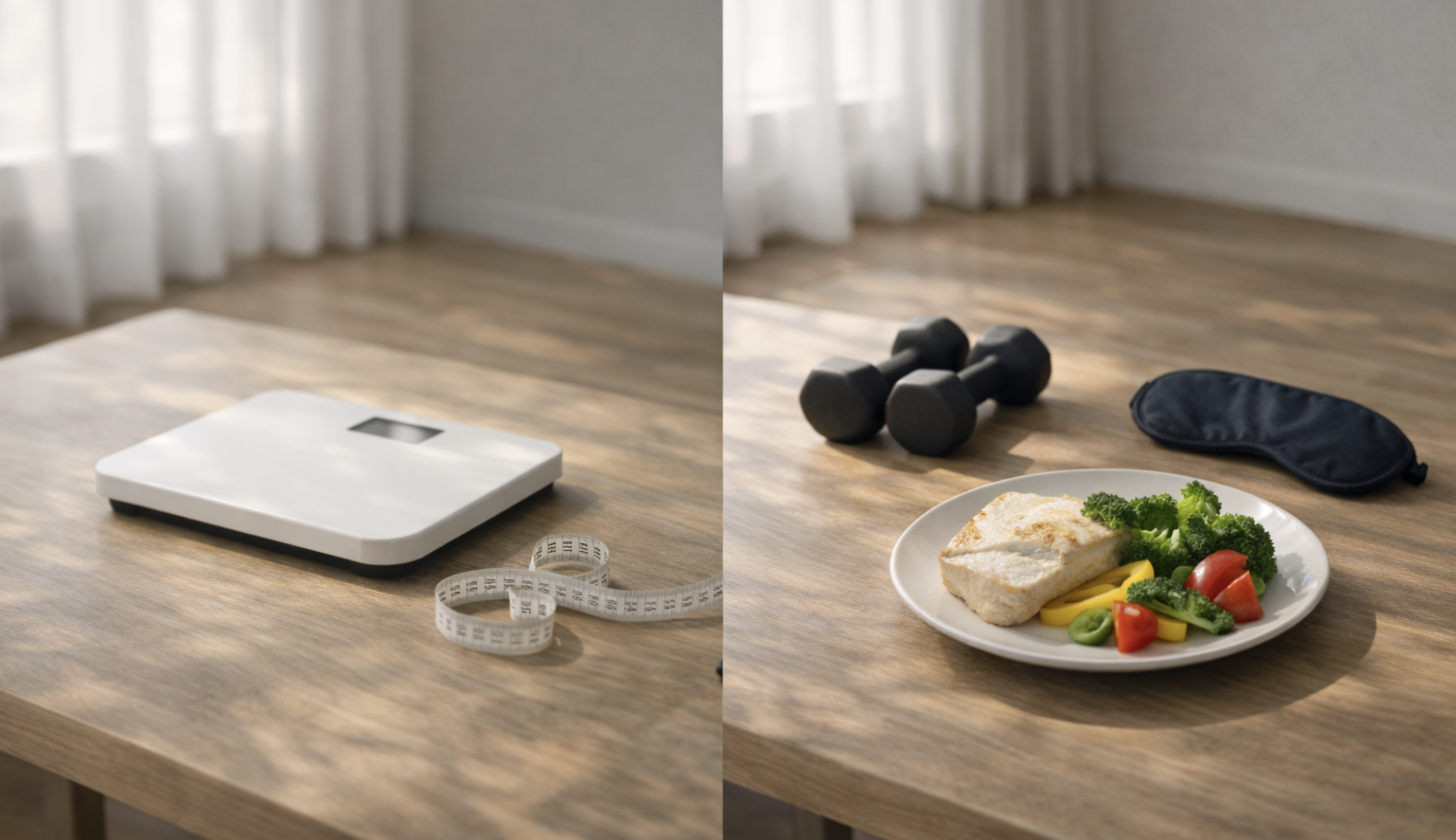 감량기와 유지기의 접근 차이를 보여주는 대비 장면 감량기와 유지기의 접근 차이를 보여주는 대비 장면