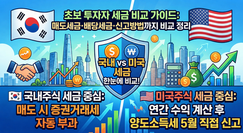 국내주식 세금 vs 미국주식 세금 차이｜초보 투자자용 비교 정리