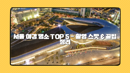 서울 야경 명소 TOP 5 – 촬영 스팟 & 꿀팁 정리